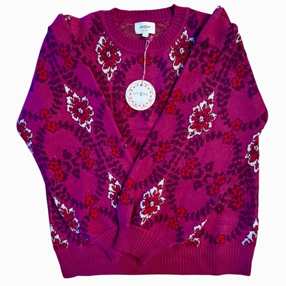 NWT Umgee Boho Patterned Jacquard Sweater - Picture 4 of 8